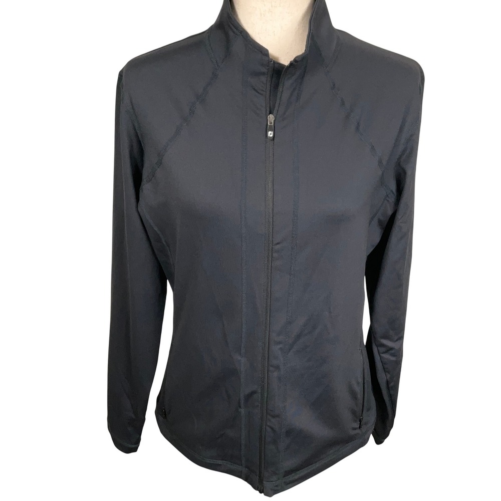 FootJoy Jacket Womens Medium Black Full Zip Stretch Mock Neck Athletic Outerwear